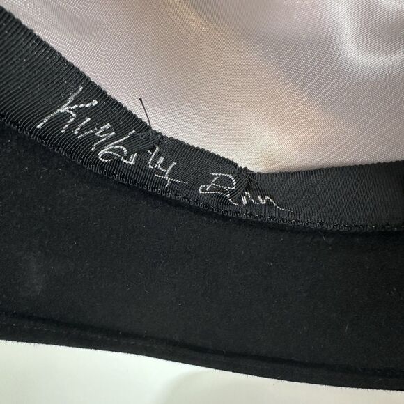 Fleur de Paris New Orleans Black Felt Fedora Hat Ribbon signed Kimberly G Church - Picture 9 of 11